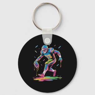 Funny Football Drip Boy Kid Youth Tie Dye Dripng F Key Ring