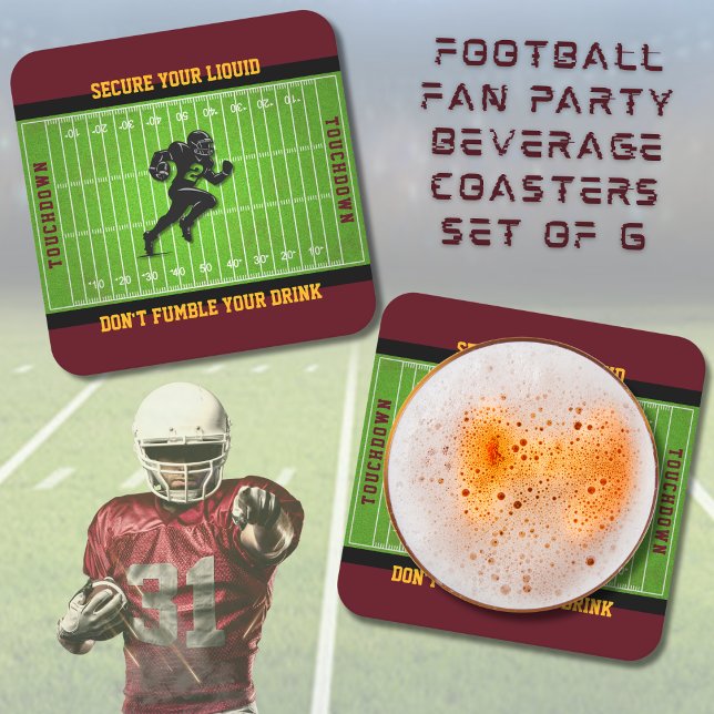 Funny Football Fan Party Beverage Coasters Set (Funny Football Fan Party Beverage Coasters Set of 6)