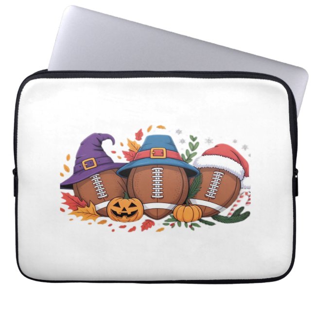 Funny Football Halloween Thanksgiving Xmas Spooky  Laptop Sleeve (Front)
