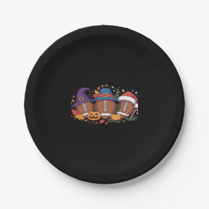 Funny Football Halloween Thanksgiving Xmas Spooky  Paper Plate