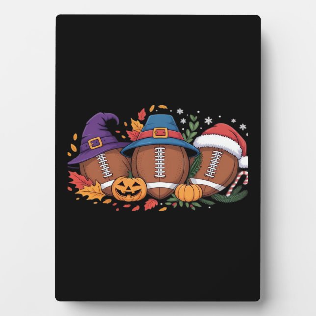 Funny Football Halloween Thanksgiving Xmas Spooky  Plaque (Front)