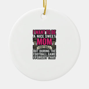 Funny Football Mum Vintage Engraving Shirt Design_ Ceramic Ornament