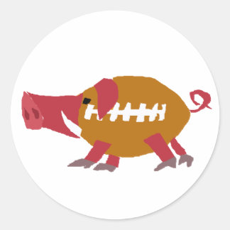 Funny Football Pig Pigskin Classic Round Sticker