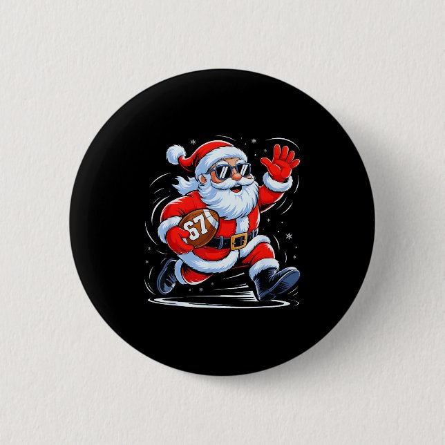 Funny Football Santa 67 Christmas Xmas Holiday Boy 6 Cm Round Badge (Front)