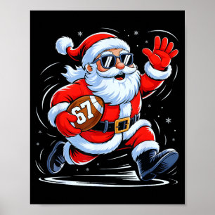Funny Football Santa 67 Christmas Xmas Holiday Boy Poster