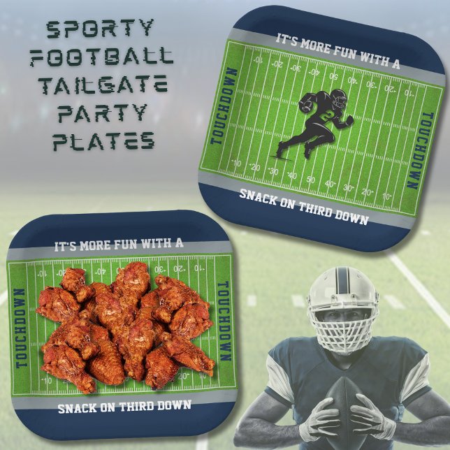 Funny Football Snack Game Day Party Paper Plate (Snack on Third Down! 🏈 Essential football party plates for a Game Day Touchdown)