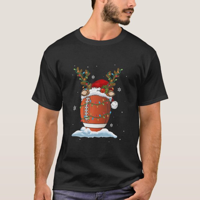 Funny Football Snowman Christmas Tree Pyjamas T-Shirt (Front)