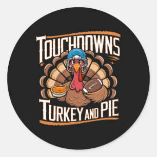 Funny Football Thanksgiving Adults Kids Collection Classic Round Sticker