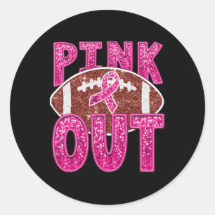 Funny Footbyll Pink Out Pink Ribbon Breast Cancer  Classic Round Sticker