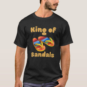 Funny  For A Holiday. King Of Sandals. Colourful T-Shirt