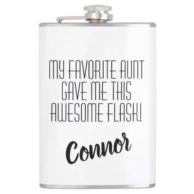 Funny for Nephew from Favourite Aunt Hip Flask (Front)