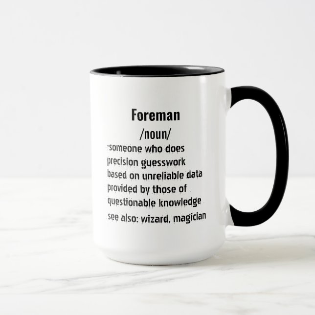 funny  Foreman Definition gifts for men women Mug (Right)