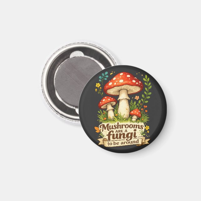 Funny forest mushrooms gift for foragers magnet (Front/Back)