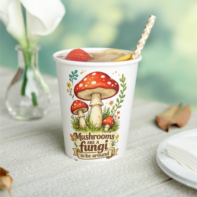 Funny forest mushrooms gift for foragers paper cups (Insitu)