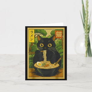 Funny Forest Ramen Cat Japanese Noodle Kitten Card
