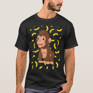 Funny Forest Wild Animal Banana With Primate Monke T-Shirt
