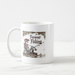 Funny Forever Fishing Skeleton Humourous Fisherman Coffee Mug