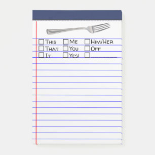 Funny "Fork" Multiple Word Choice 4"X6" Post-it Notes