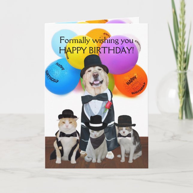 Funny Formal Pets Birthday for Kids Card (Front)