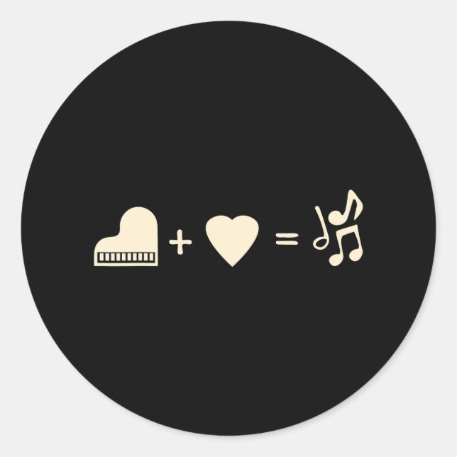 Funny formula piano symbols piano pianist musical classic round sticker (Front)