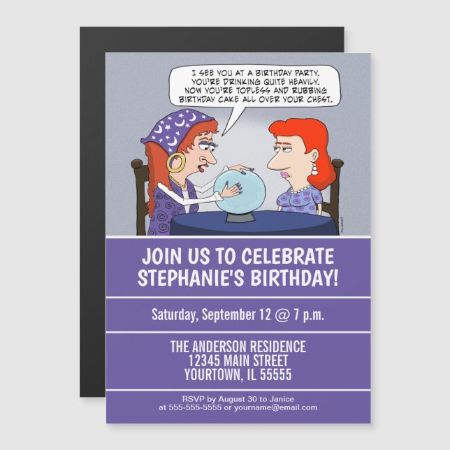 Funny Fortune Teller Birthday Party Magnetic Invitation (Front/Back)