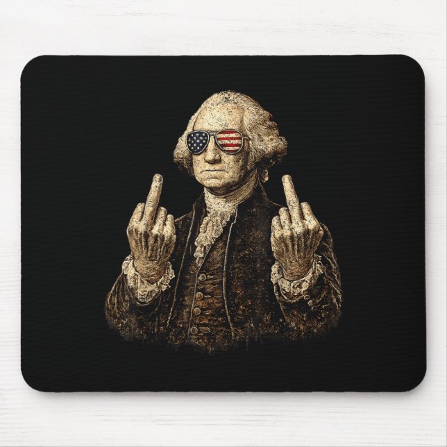 Funny Founding Father Middle Finger Mouse Pad (Front)