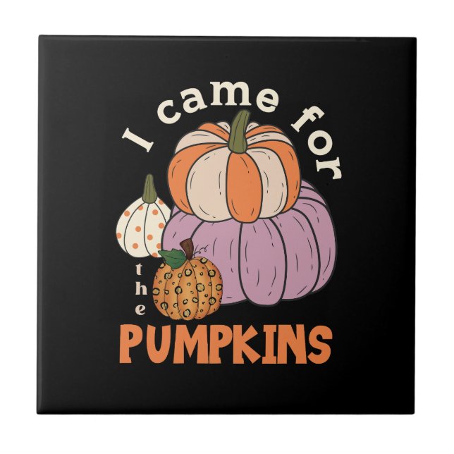 Funny Four Pumpkins Fall Ceramic Tile (Front)
