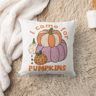 Funny Four Pumpkins Fall Cushion