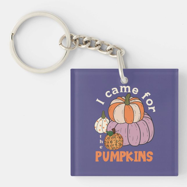 Funny Four Pumpkins Fall Key Ring (Front)