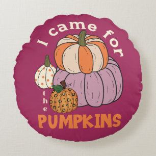 Funny Four Pumpkins Fall Round Cushion