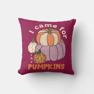Funny Four Pumpkins Fall Throw Pillow