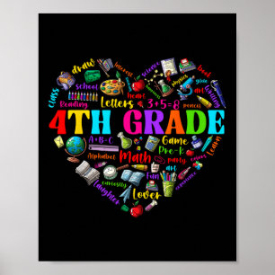 Funny Fourth Grade Heart Students First Day Of Sch Poster