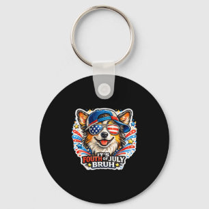 Funny fourth of july bruh australian shepherd dog key ring