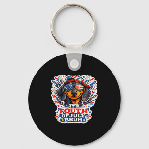 Funny fourth of july bruh dachshund dog patriotic key ring