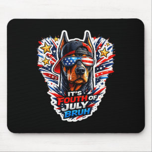 Funny fourth of july bruh doberman pinscher dog mouse pad