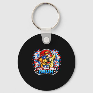 Funny fourth of july bruh golden retriever dog key ring