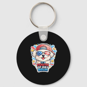 Funny fourth of july bruh maltese dog patriotic key ring