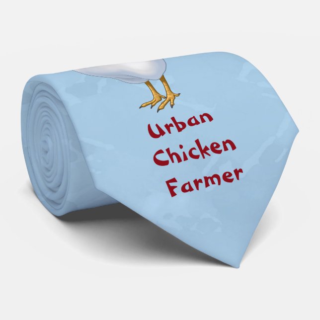 Funny Fowl Language Urban Chicken Farmer Tie (Rolled)