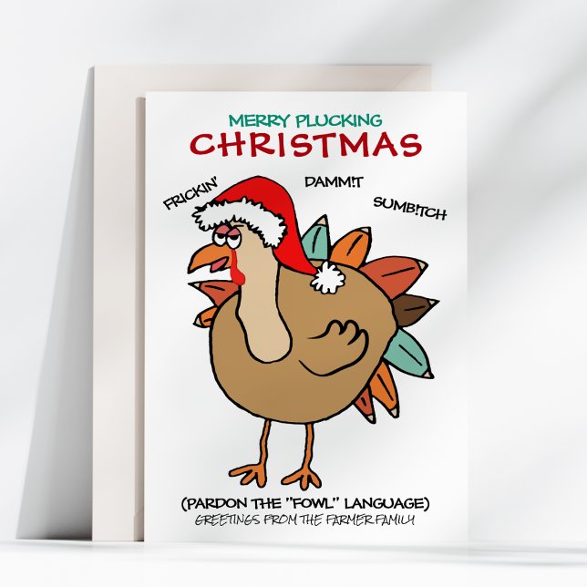 Funny Fowl Turkey Santa Hat Christmas Holiday Card (Creator Uploaded)