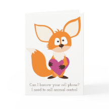 Funny Fox and Heart Valentine's Day Card