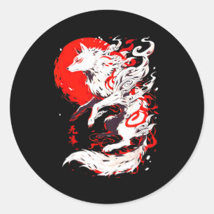 Funny Fox Animal Cute Okami Basic Japan Style Retr Classic Round Sticker