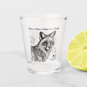 Funny Fox Black White Ink Customised Shot Glass