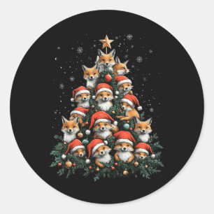 Funny Fox Christmas Foxes Xmas Tree Fox Lover Kids Classic Round Sticker