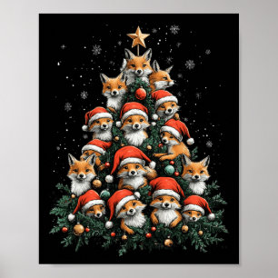 Funny Fox Christmas Foxes Xmas Tree Fox Lover Kids Poster
