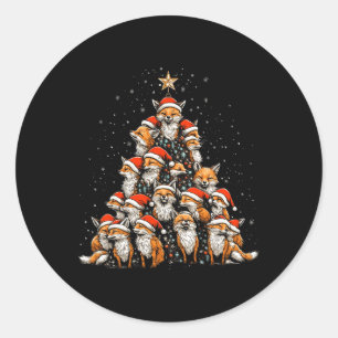 Funny Fox Christmas Tree Foxes Xmas Fox Lover Kids Classic Round Sticker