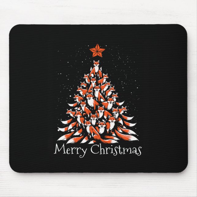 Funny Fox Christmas Tree Foxes Xmas  Mouse Pad (Front)