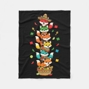 Funny Fox Cinco De Mayo Kids Mens Womens Mexican Fleece Blanket