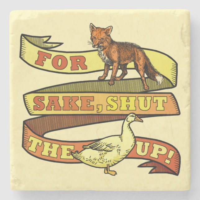 Funny Fox Duck Animal Pun Stone Coaster (Front)