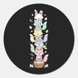 Funny Fox Easter Egg Kids Mens Womens Easter Day Classic Round Sticker