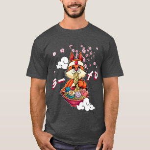 Funny Fox Eating Ramen Cute Japanese Vixen Noodles T-Shirt